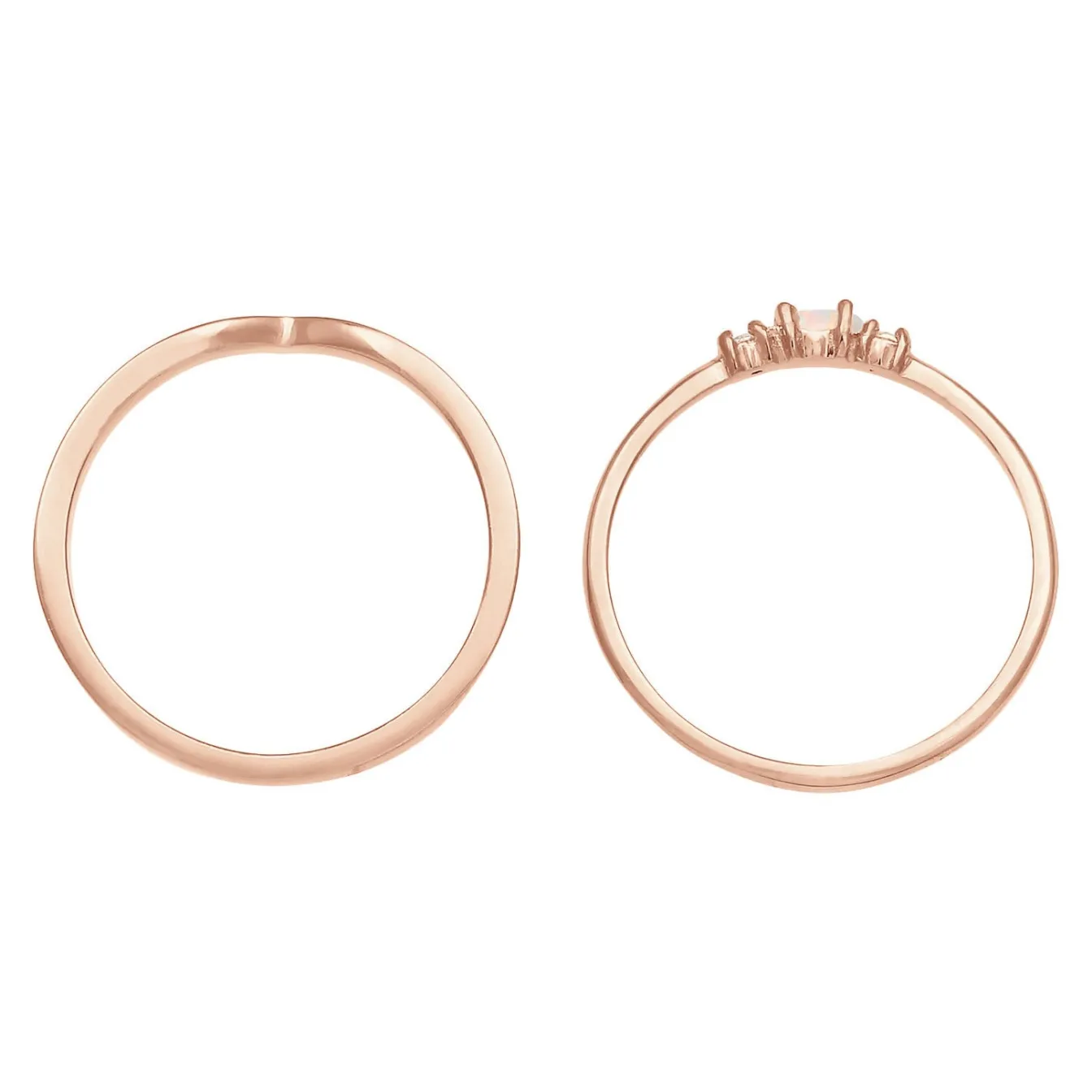 Elli "Ringset | Opal ( Weiß )< Roségold|Ringe