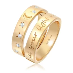 Elli "Ring-Set Astro | Zirkonia (Weiß)< Symbol-schmuck|Ringe