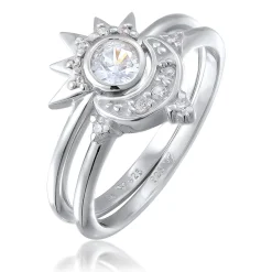 Elli "Ringset Astro | Zirkonia (Weiß)< Vergoldet|Symbol-schmuck