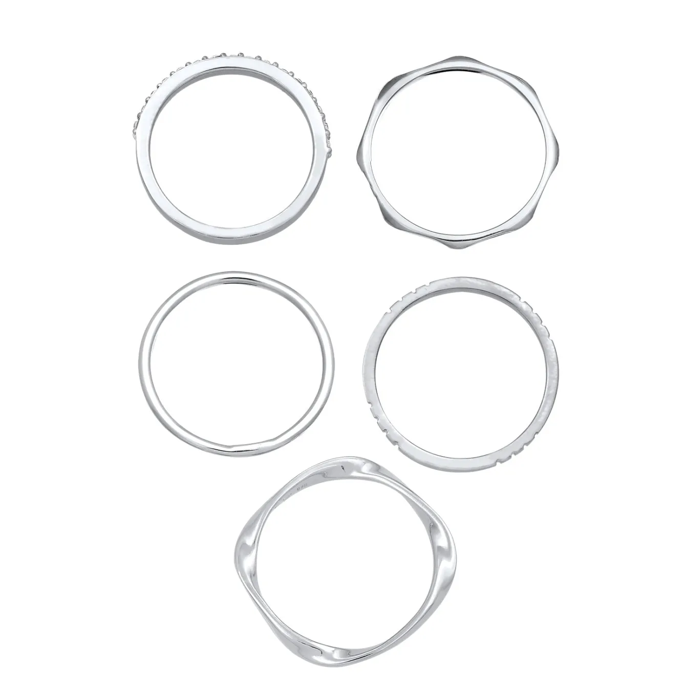 Elli "Ringset Basic | Glaskristall (Weiß)< Ringe|Vergoldet
