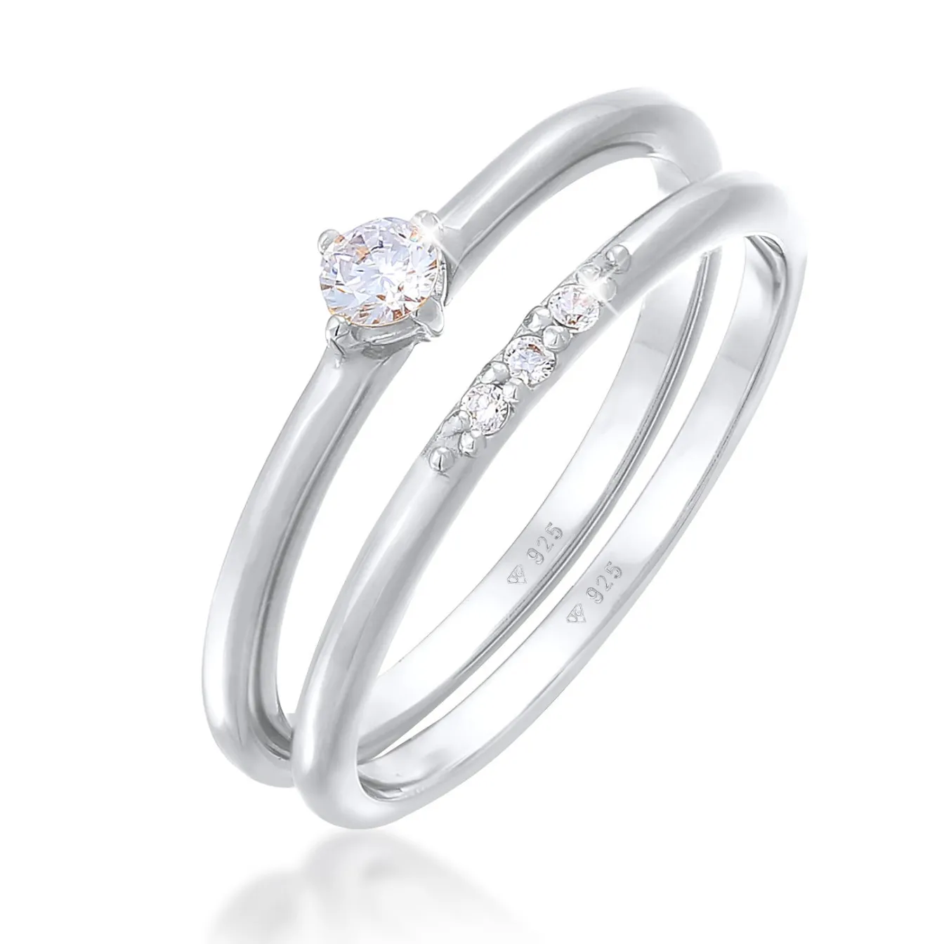 Elli "Ring-Set Basic | Zirkonia (Weiß)< Ringe|Silber