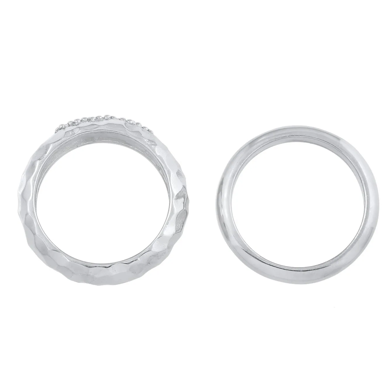 Elli "Ring-Set Gehämmert | Topas (Weiß)< Ringe|Silber