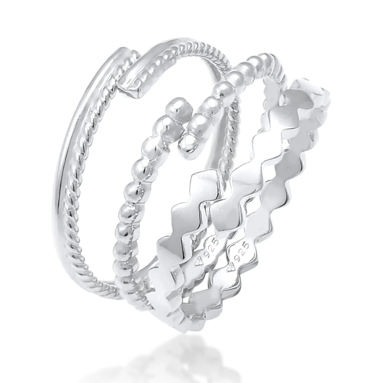 Elli "Ringset Geo< Ringe|Silber