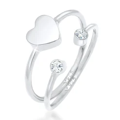 Elli "Ringset Herz | Kristall (Weiß)< Symbol-schmuck|Herz-schmuck