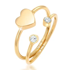 Elli "Ringset Herz | Kristall (Weiß)< Symbol-schmuck|Herz-schmuck