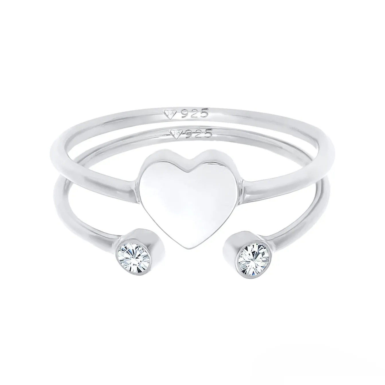 Elli "Ringset Herz | Kristall (Weiß)< Symbol-schmuck|Herz-schmuck