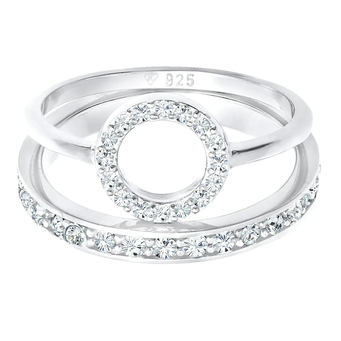 Elli "Ringset Kreis | Kristall (Weiß)< Ringe|Vergoldet