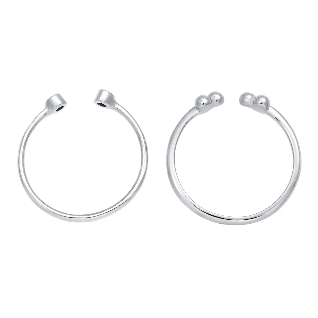 Elli "Ring-Set Kugel Offen | Kristall (Weiß)< Ringe|Silber
