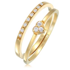 Elli "Ring-Set Memoire Herz | Zirkonia (Weiß)< Roségold|Symbol-schmuck