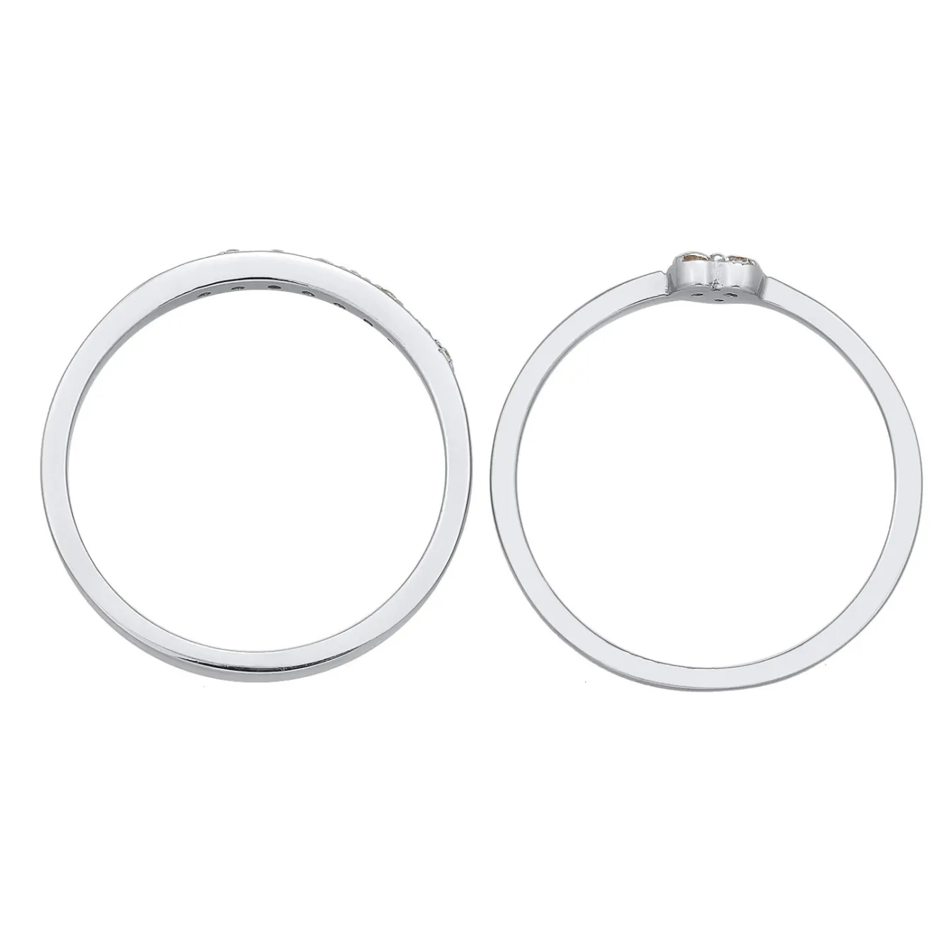 Elli "Ring-Set Memoire Herz | Zirkonia (Weiß)< Roségold|Symbol-schmuck