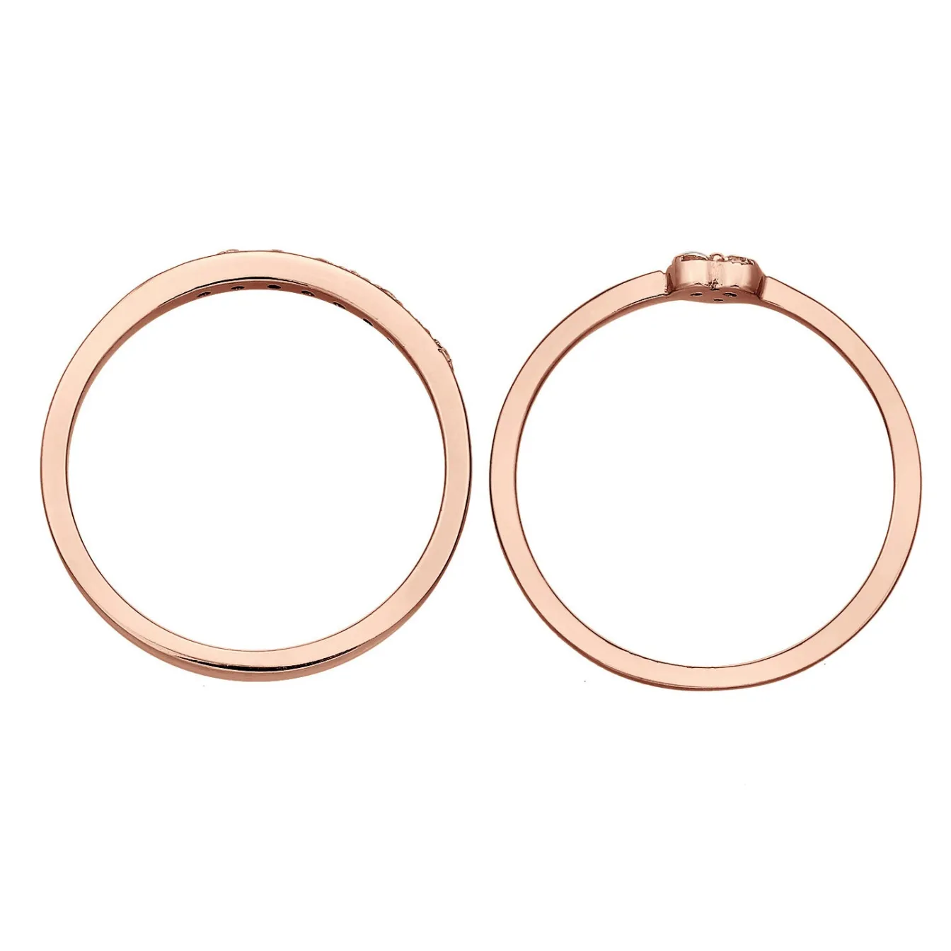 Elli "Ring-Set Memoire Herz | Zirkonia (Weiß)< Roségold|Symbol-schmuck