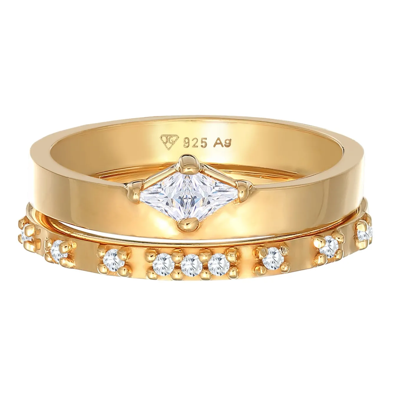 Elli "Ring-Set Solitär | Zirkonia (Weiß)< Ringe|Silber