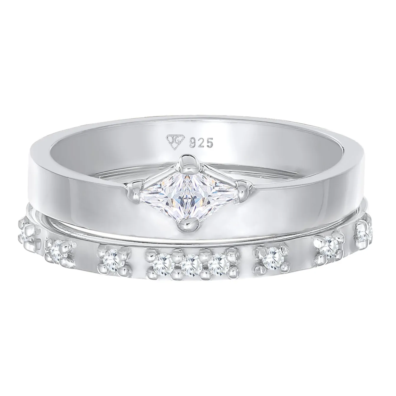 Elli "Ring-Set Solitär | Zirkonia (Weiß)< Ringe|Silber