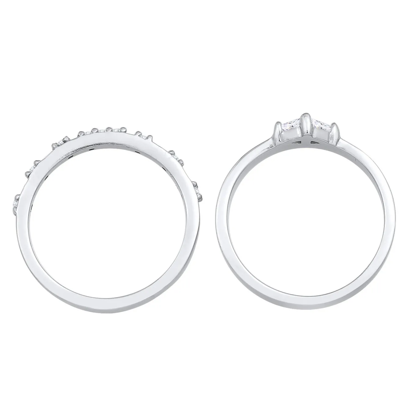 Elli "Ring-Set Solitär | Zirkonia (Weiß)< Ringe|Silber