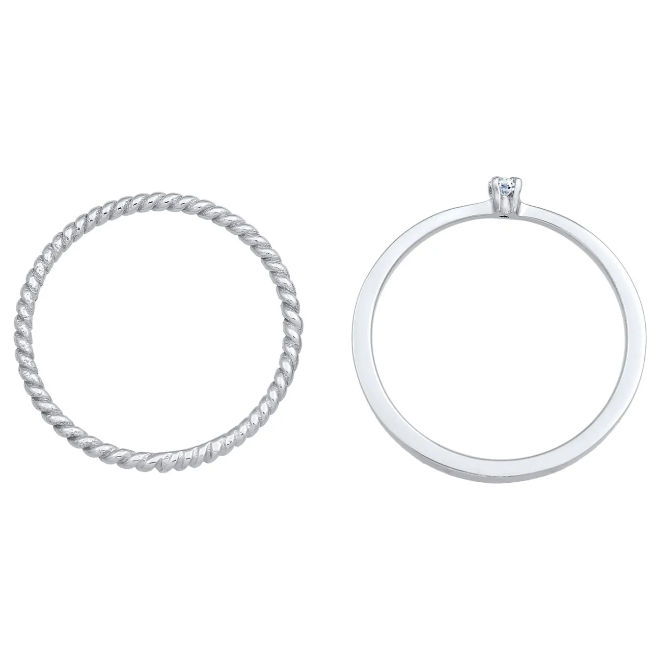 Elli "Ring-Set Verlobung | Diamant (weiß, 0.03 ct.)< Ringe|Silber