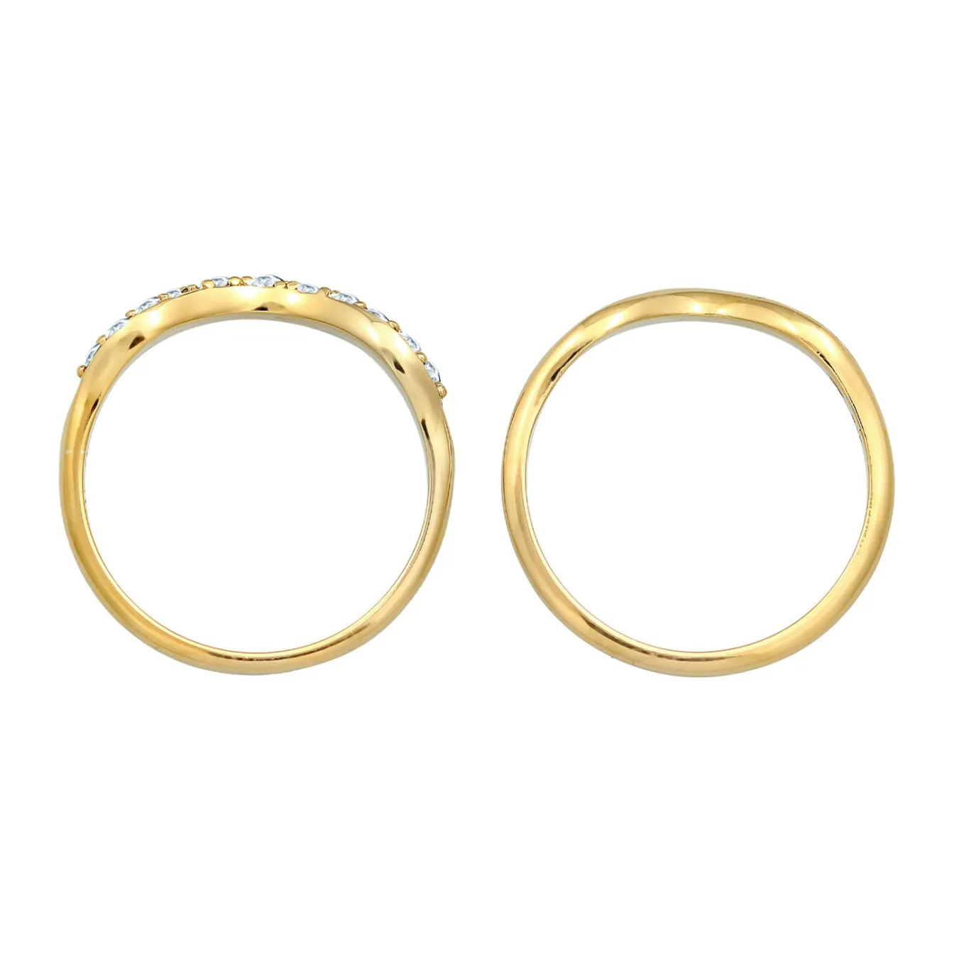 Elli "Ringset Welle | Kristallen (Weiß)< Ringe|Silber