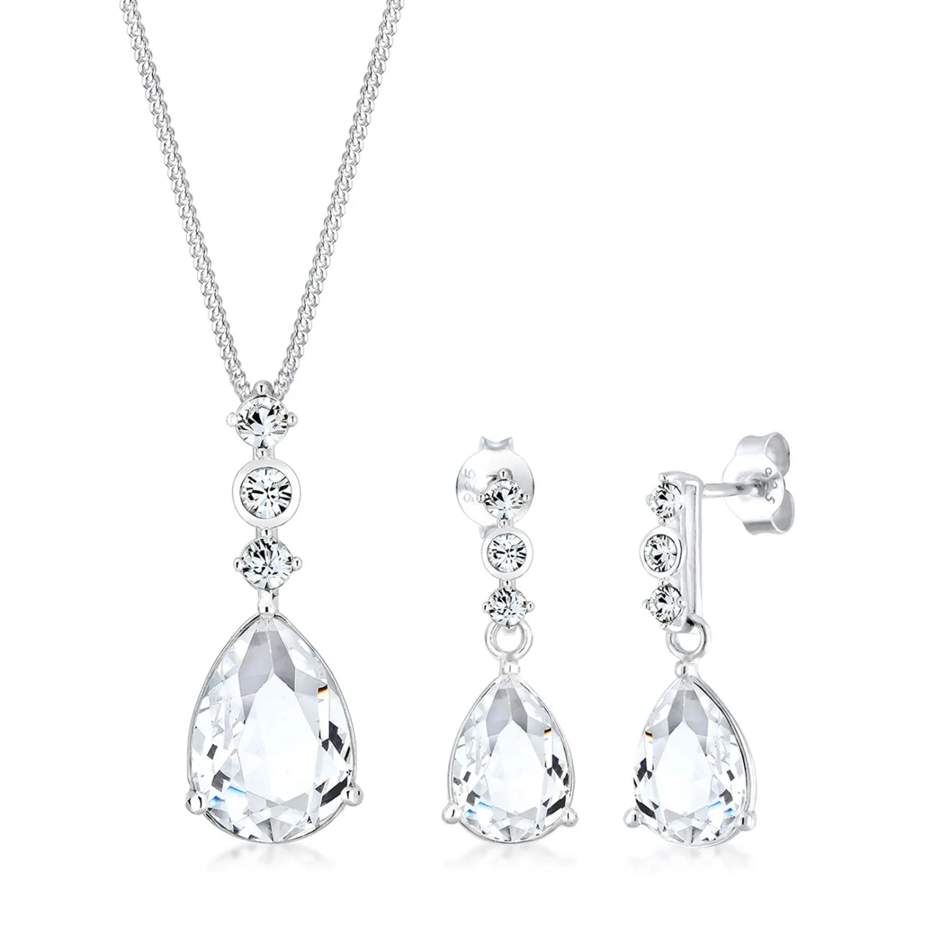 Elli "Schmuckset | Kristall ( Weiß )< Roségold|Schmucksets