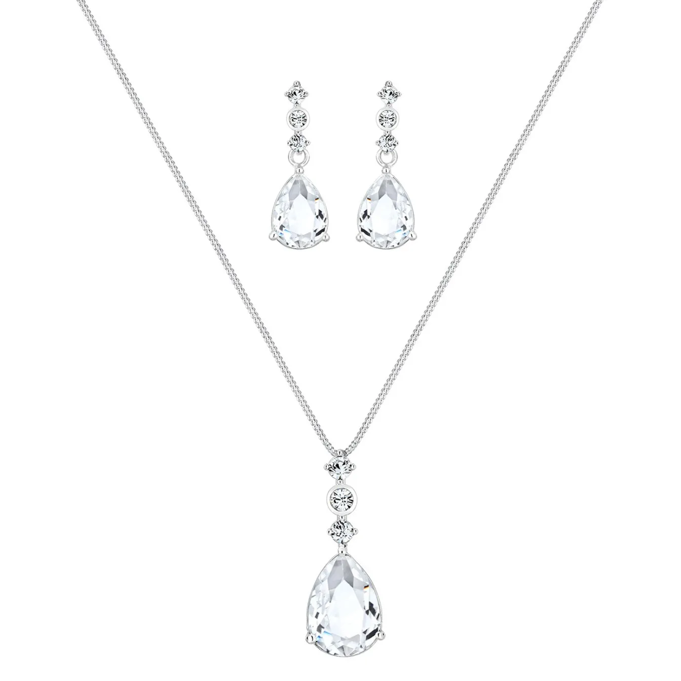 Elli "Schmuckset | Kristall ( Weiß )< Roségold|Schmucksets