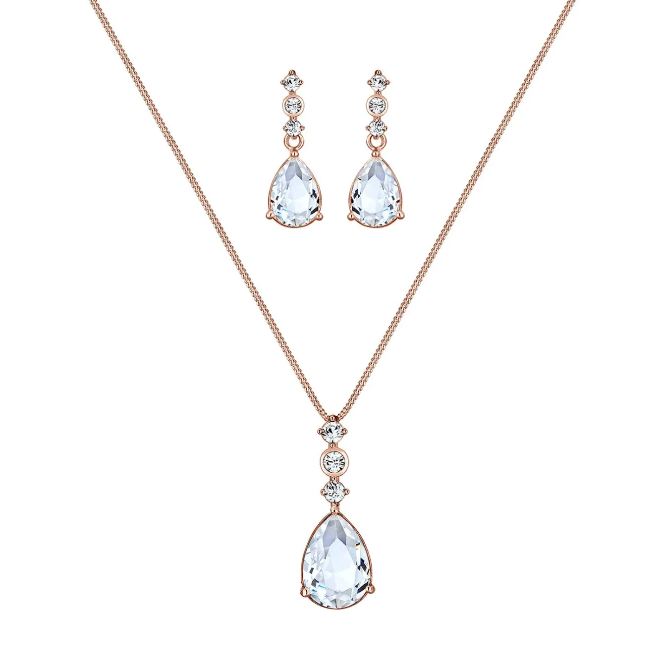 Elli "Schmuckset | Kristall ( Weiß )< Roségold|Schmucksets