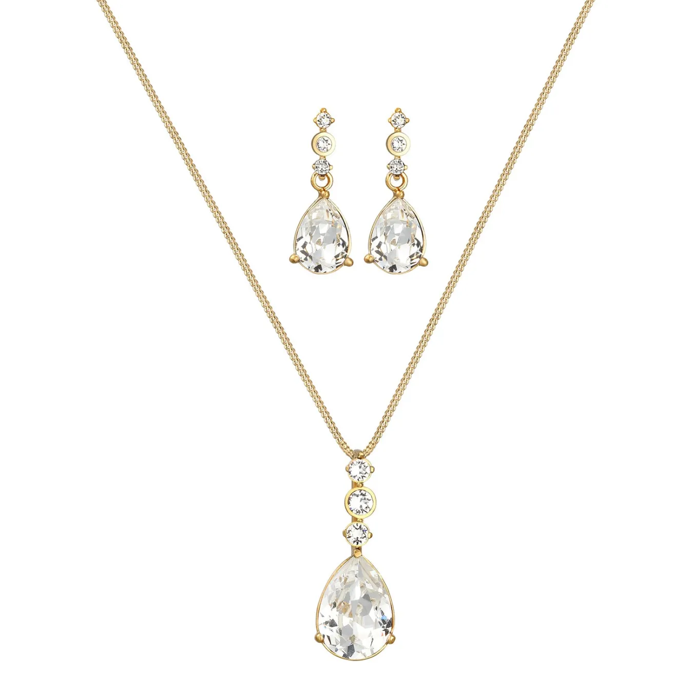 Elli "Schmuckset | Kristall ( Weiß )< Roségold|Schmucksets