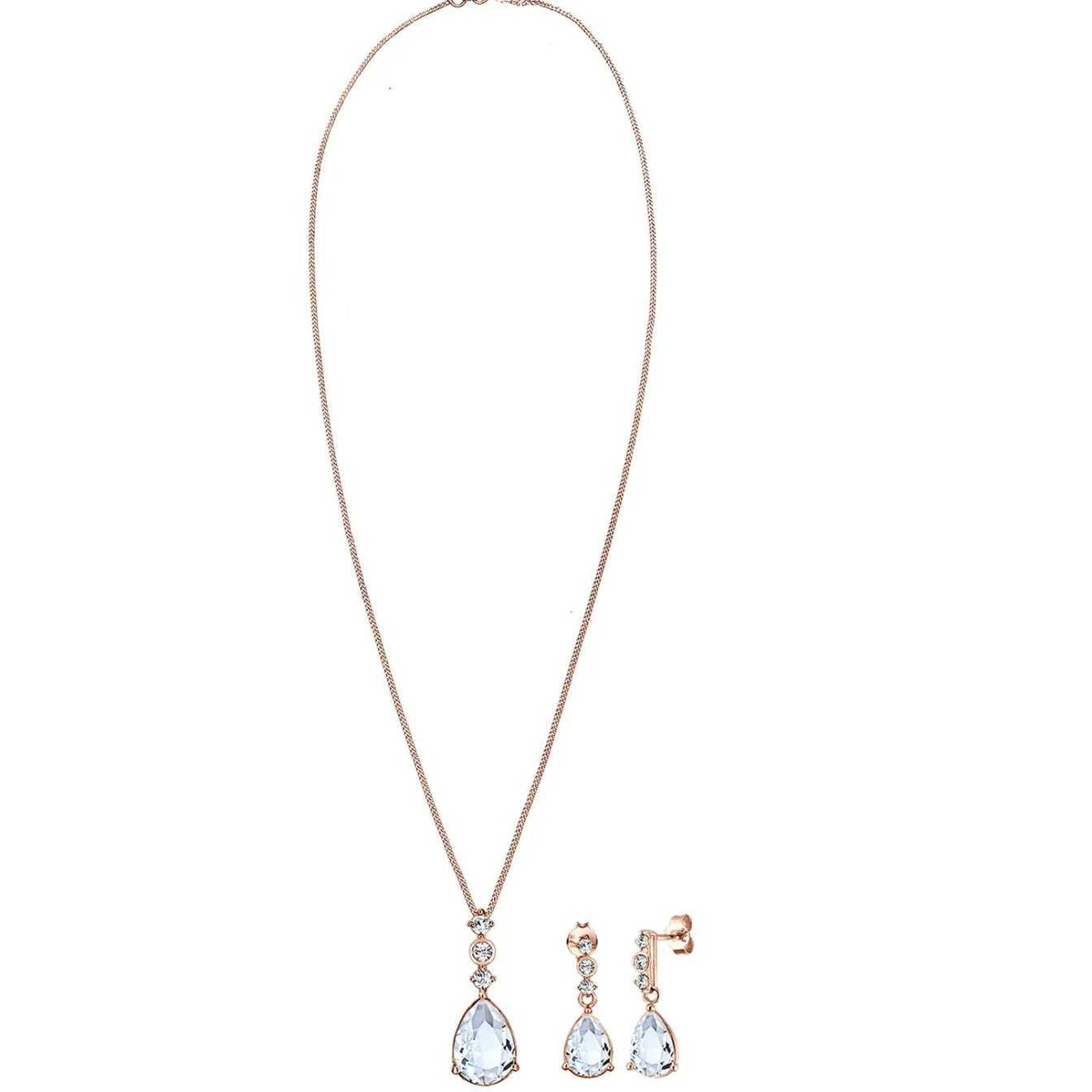 Elli "Schmuckset | Kristall ( Weiß )< Roségold|Schmucksets