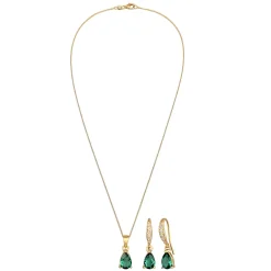 Elli "Schmuckset  | Quarz (Grün)< Vergoldet|Schmucksets