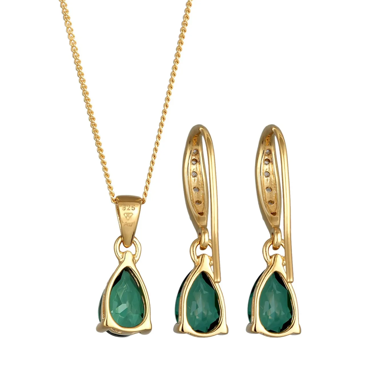 Elli "Schmuckset | Quarz (Grün)< Vergoldet|Schmucksets