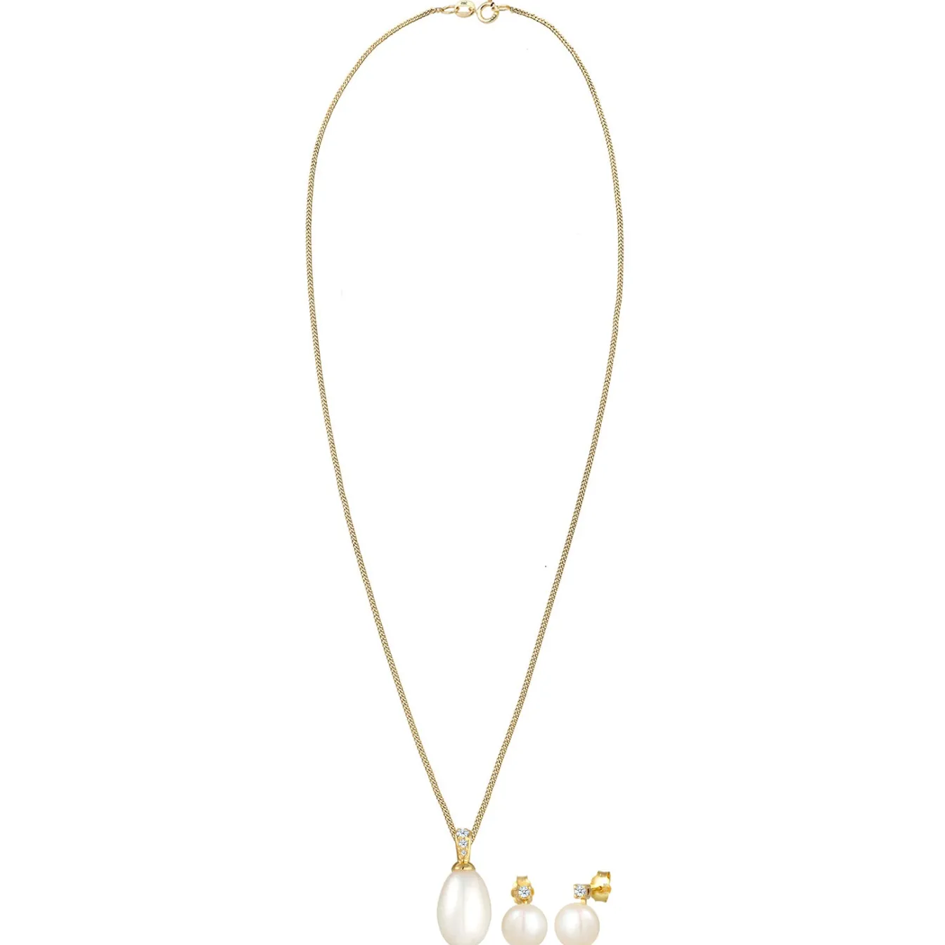 Elli "Schmuckset | Süßwasserperle, Diamant ( Weiß, 0,11 ct )< Schmucksets|Schmucksets