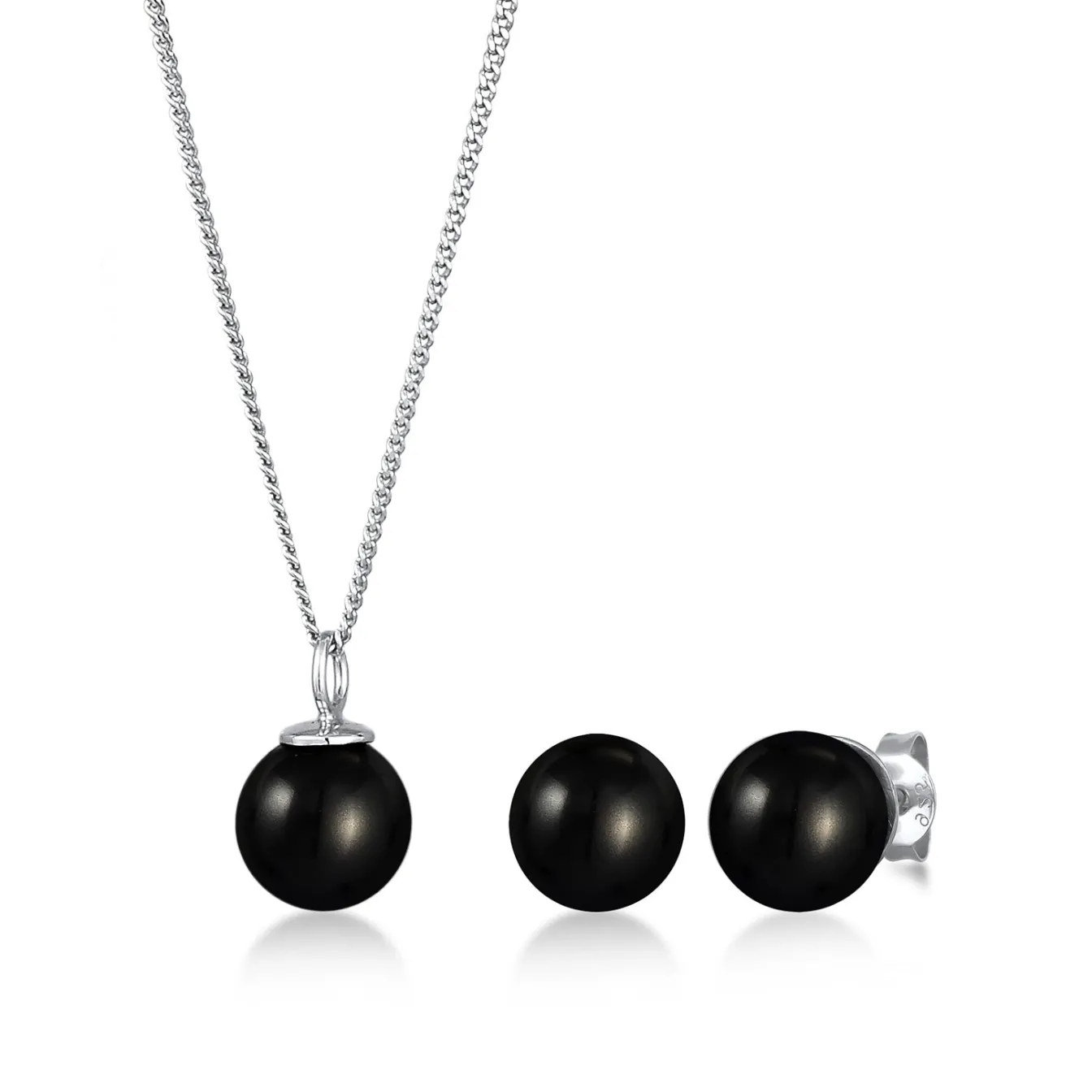 Elli "Schmuckset | Synthetische Perlen (Schwarz)< Schmucksets|Schmucksets