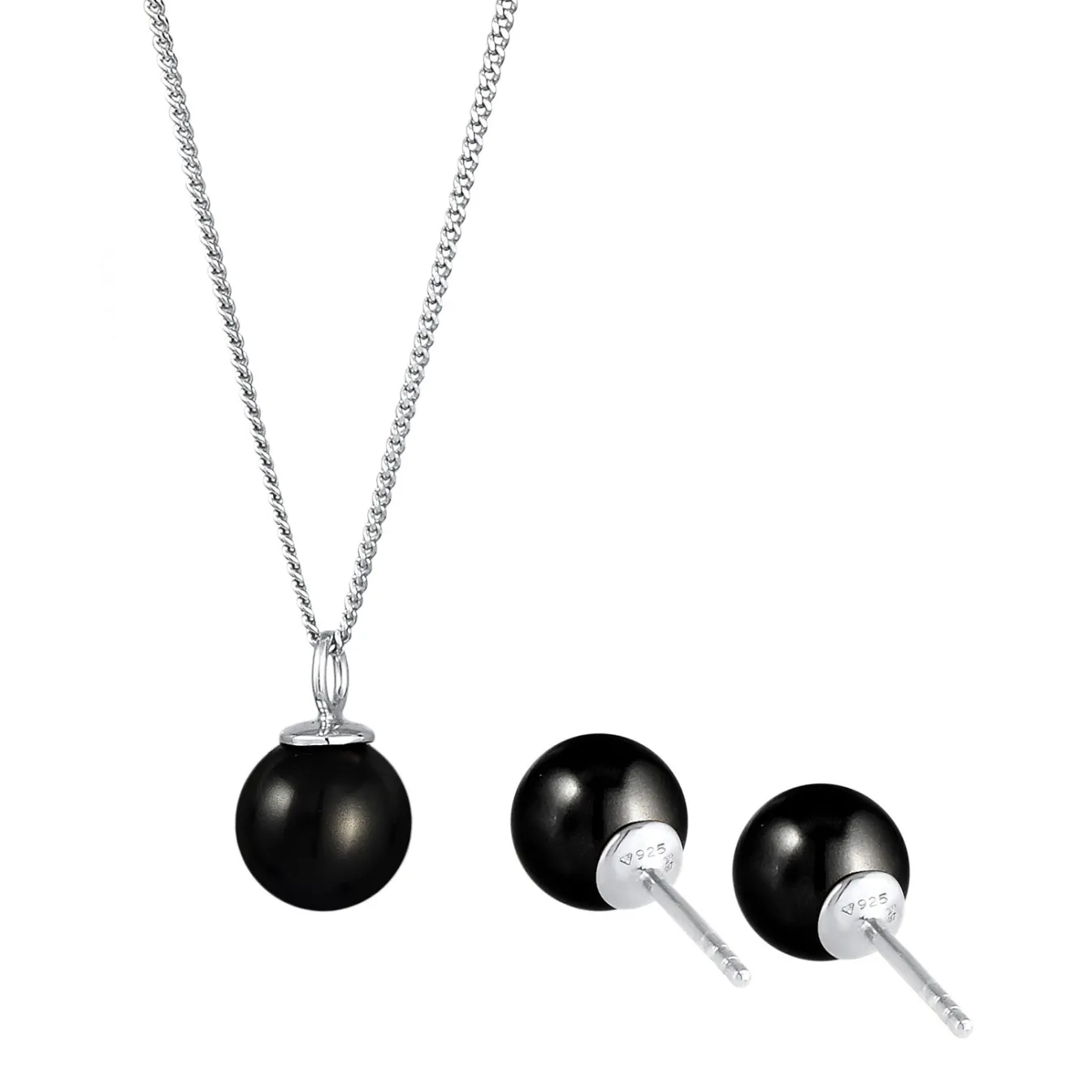 Elli "Schmuckset | Synthetische Perlen (Schwarz)< Schmucksets|Schmucksets