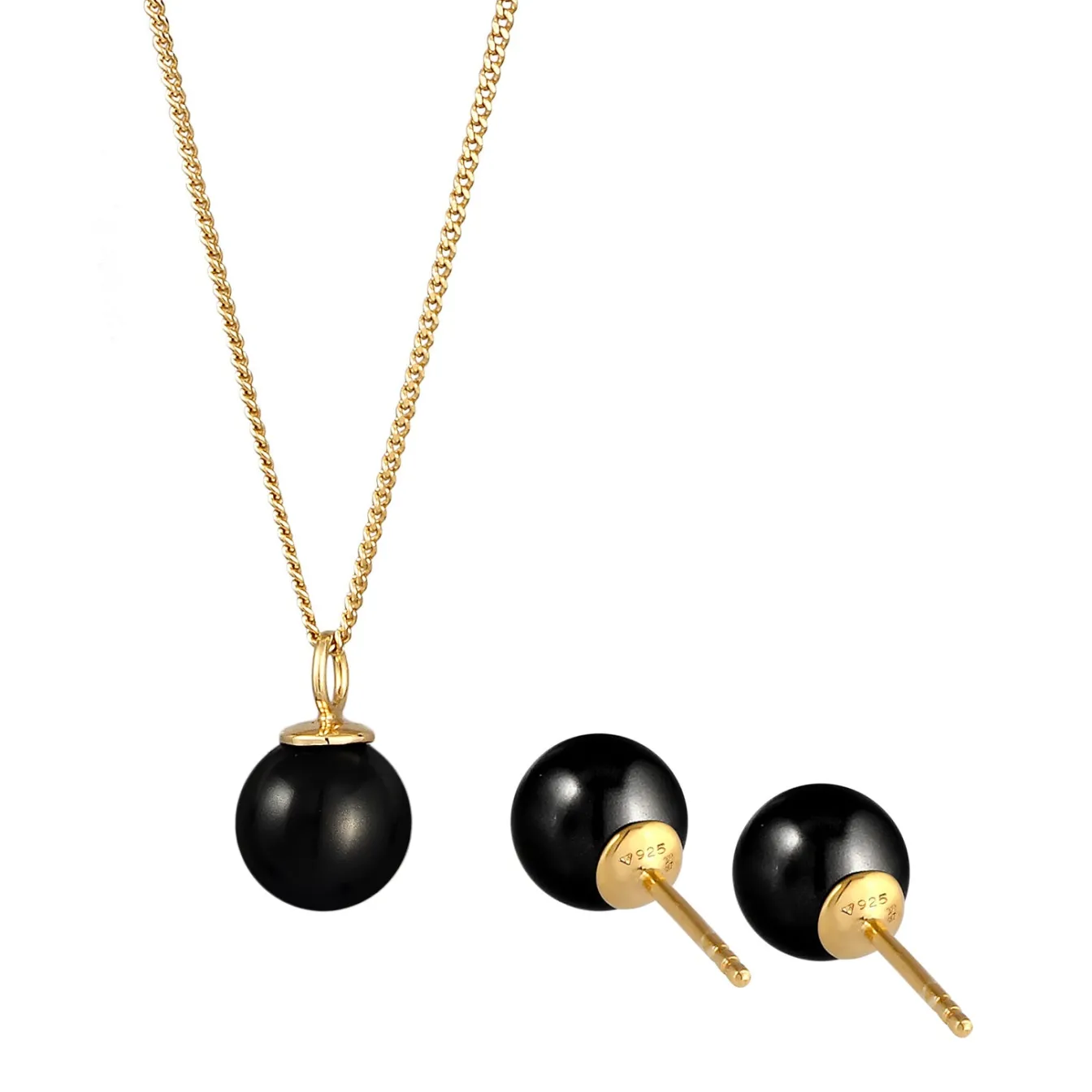 Elli "Schmuckset | Synthetische Perlen (Schwarz)< Schmucksets|Schmucksets