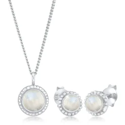 Elli "Schmuckset Boho | Mondstein (Weiß)< Silber|Schmucksets