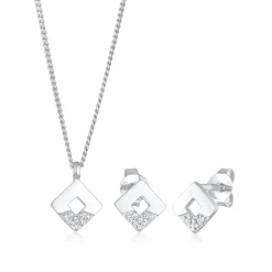 Elli "Schmuckset Geo | Diamant (Weiß, 0,045 ct)< Letzte Chance|Schmucksets