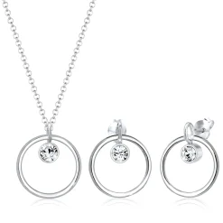 Elli "Schmuckset Geo | Kristall ( Weiß )< Roségold|Schmucksets