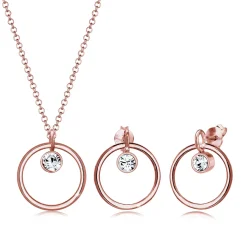 Elli "Schmuckset  Geo | Kristall ( Weiß )< Roségold|Schmucksets