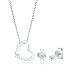 Elli "Schmuckset Herz | Diamant ( Weiß, 0,075 ct )< Symbol-schmuck|Herz-schmuck