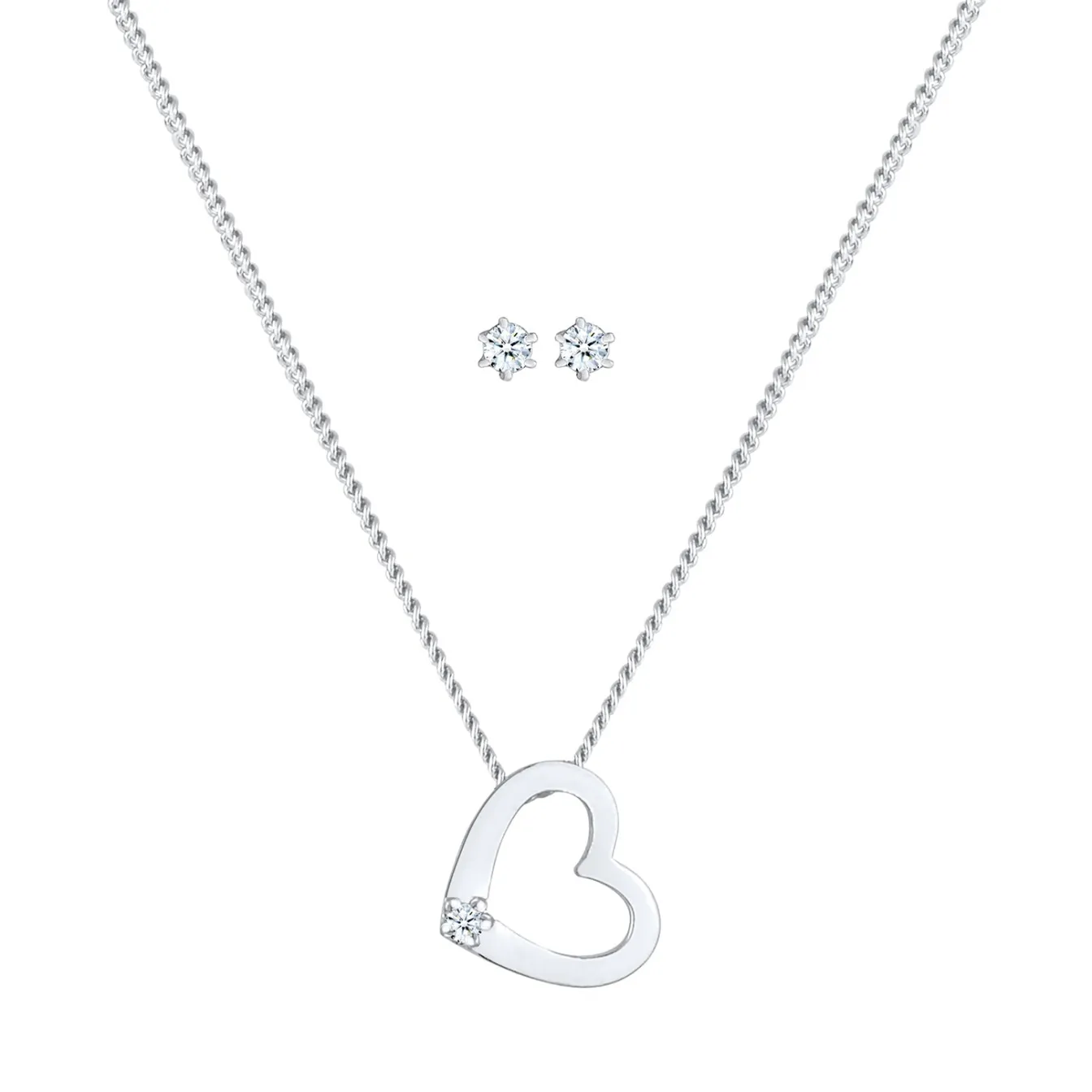 Elli "Schmuckset Herz | Diamant ( Weiß, 0,075 ct )< Symbol-schmuck|Herz-schmuck