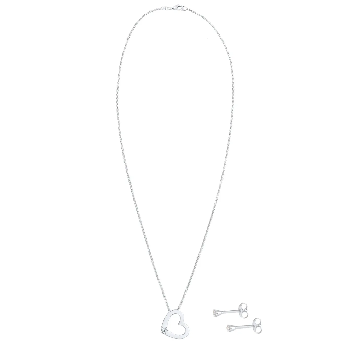Elli "Schmuckset Herz | Diamant ( Weiß, 0,075 ct )< Symbol-schmuck|Herz-schmuck