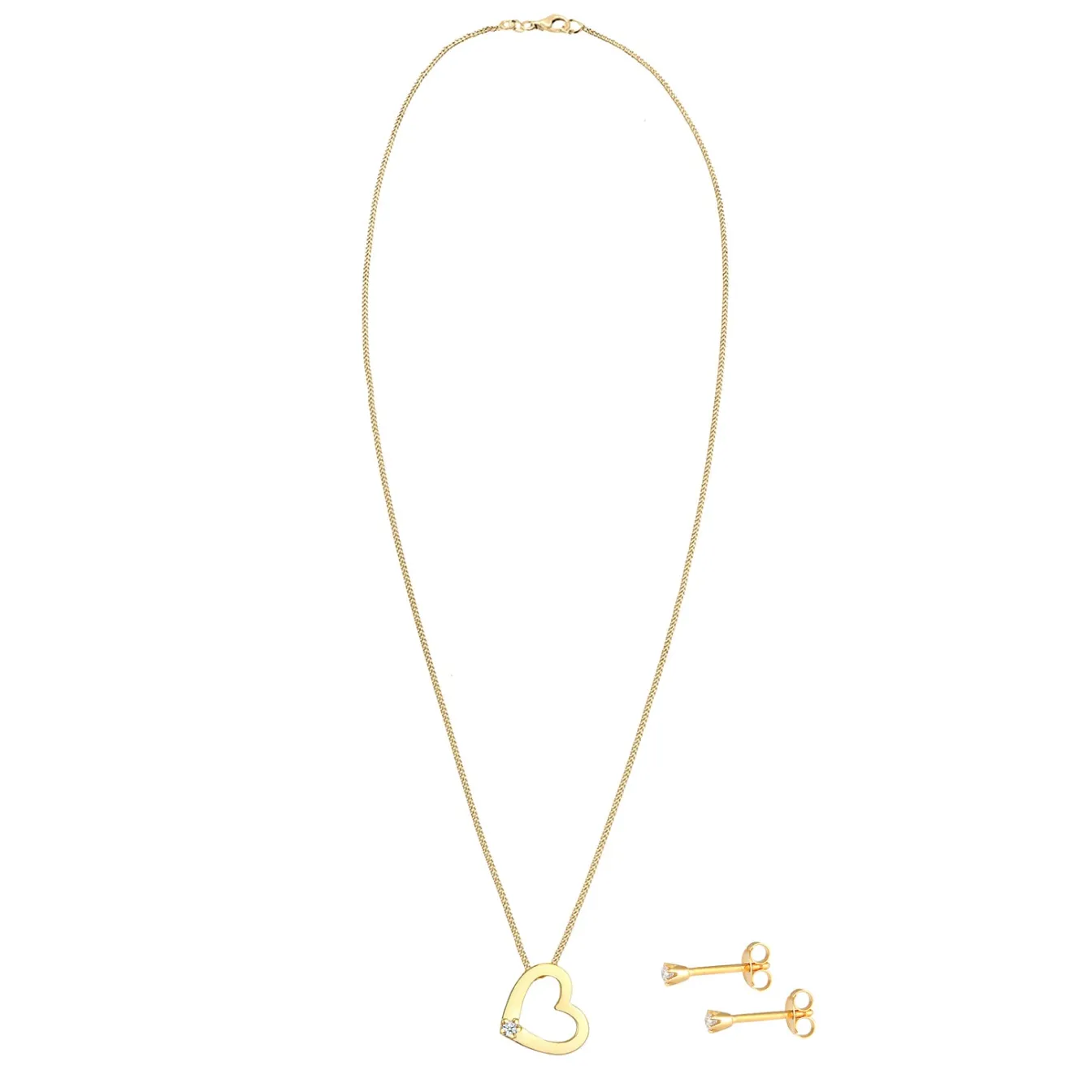 Elli "Schmuckset Herz | Diamant ( Weiß, 0,075 ct )< Symbol-schmuck|Herz-schmuck