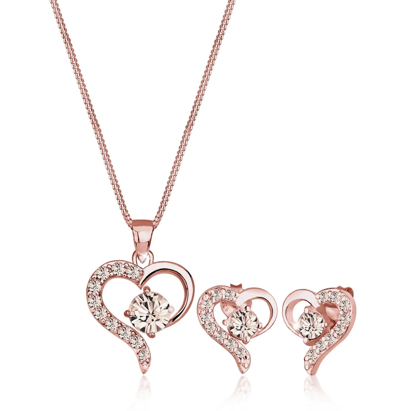 Elli "Schmuckset Herz | Kristall (Weiß)< Symbol-schmuck|Herz-schmuck