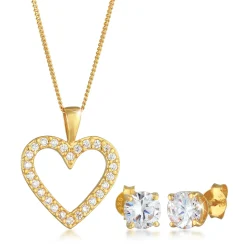 Elli "Schmuckset Herz | Zirkonia (Weiß)< Symbol-schmuck|Herz-schmuck