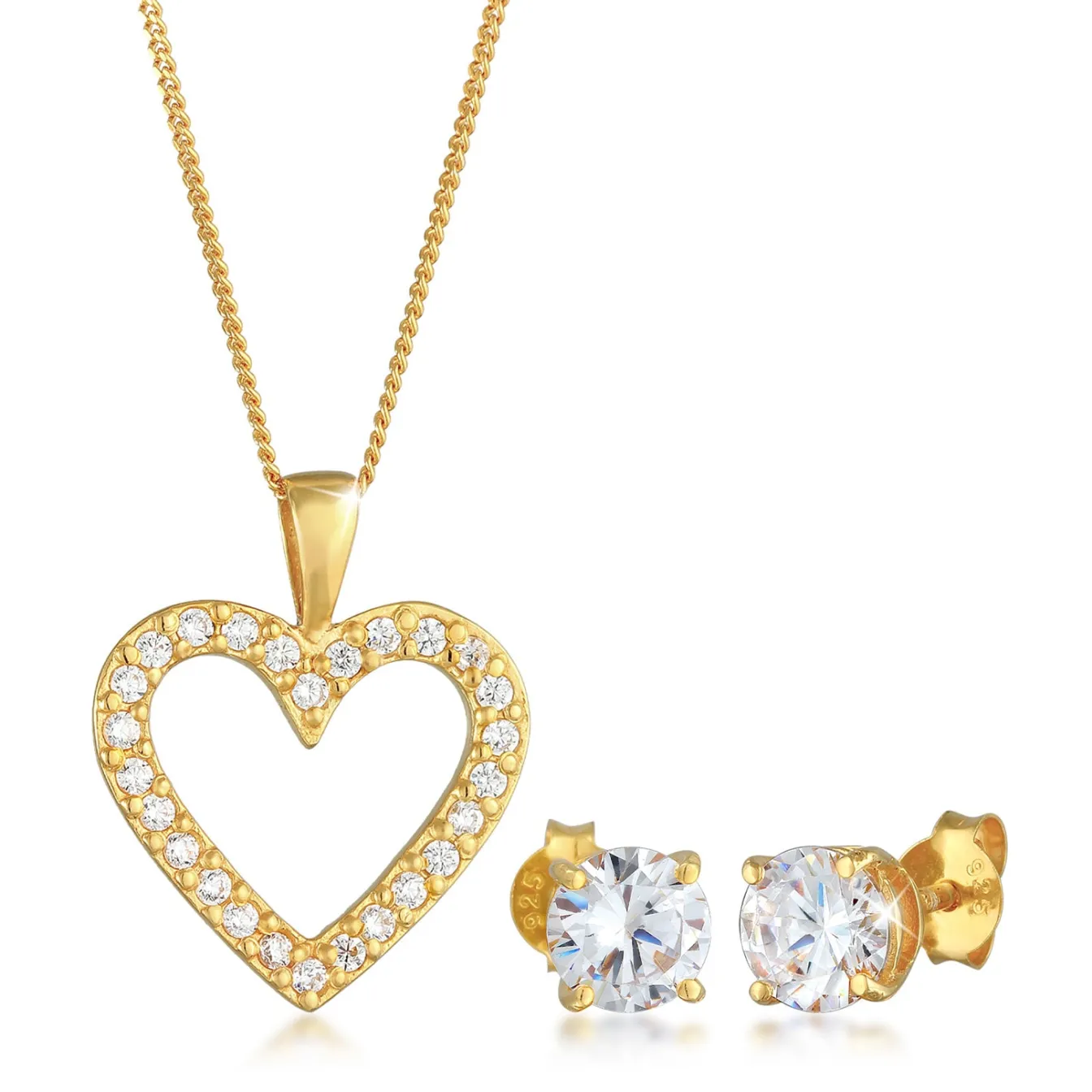 Elli "Schmuckset Herz | Zirkonia (Weiß)< Symbol-schmuck|Herz-schmuck