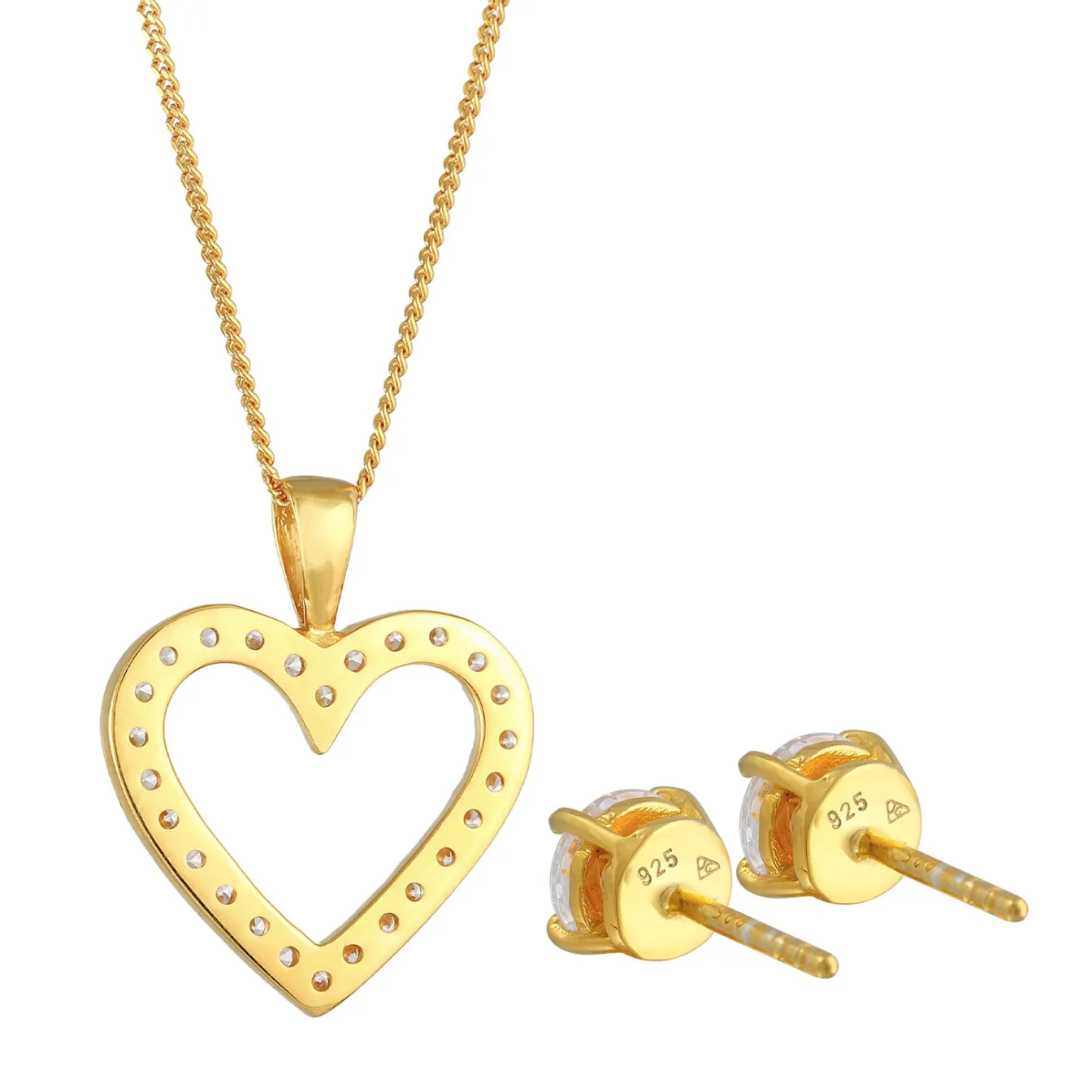 Elli "Schmuckset Herz | Zirkonia (Weiß)< Symbol-schmuck|Herz-schmuck