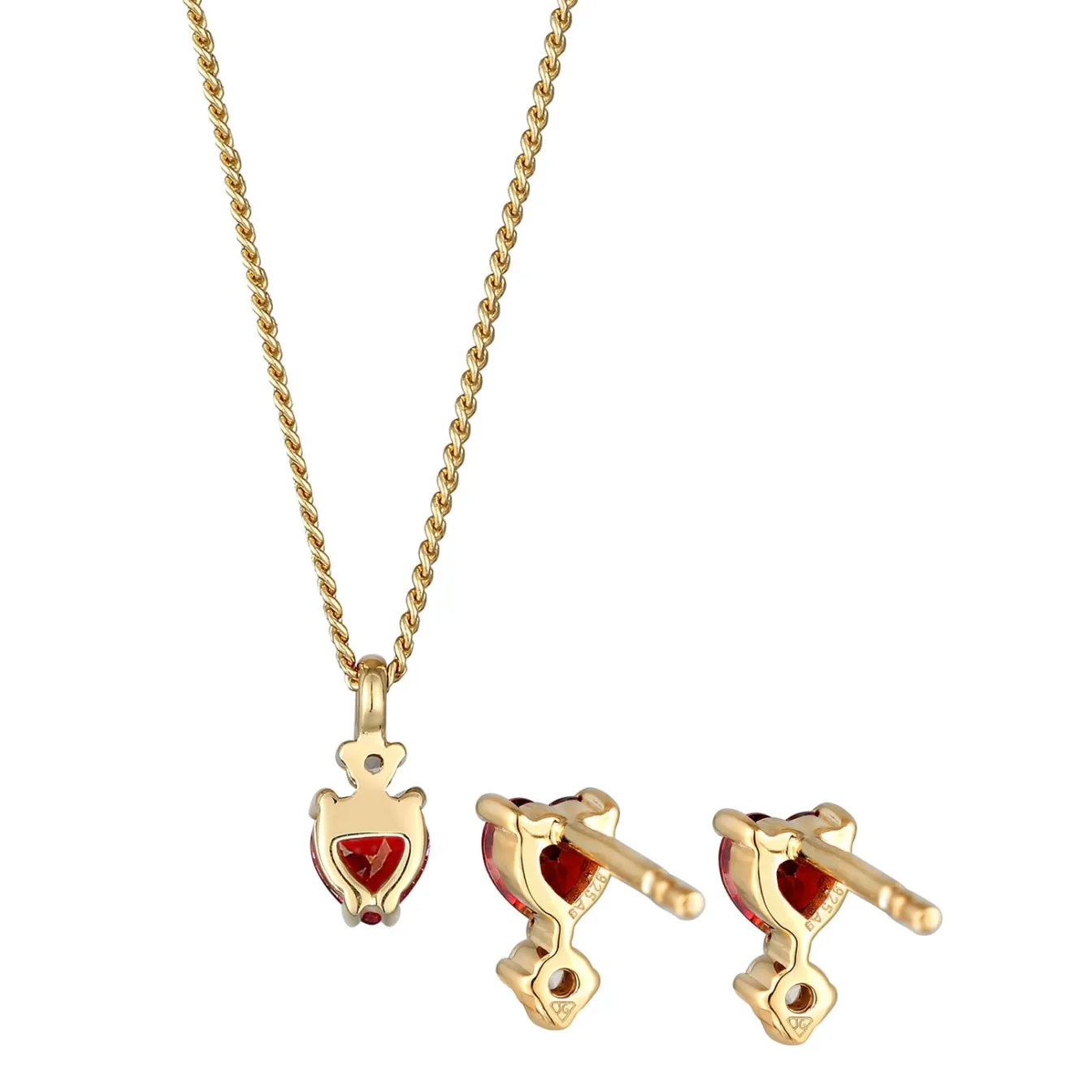 Elli "Schmuckset Herz | Zirkonia (Rot)< Symbol-schmuck|Herz-schmuck