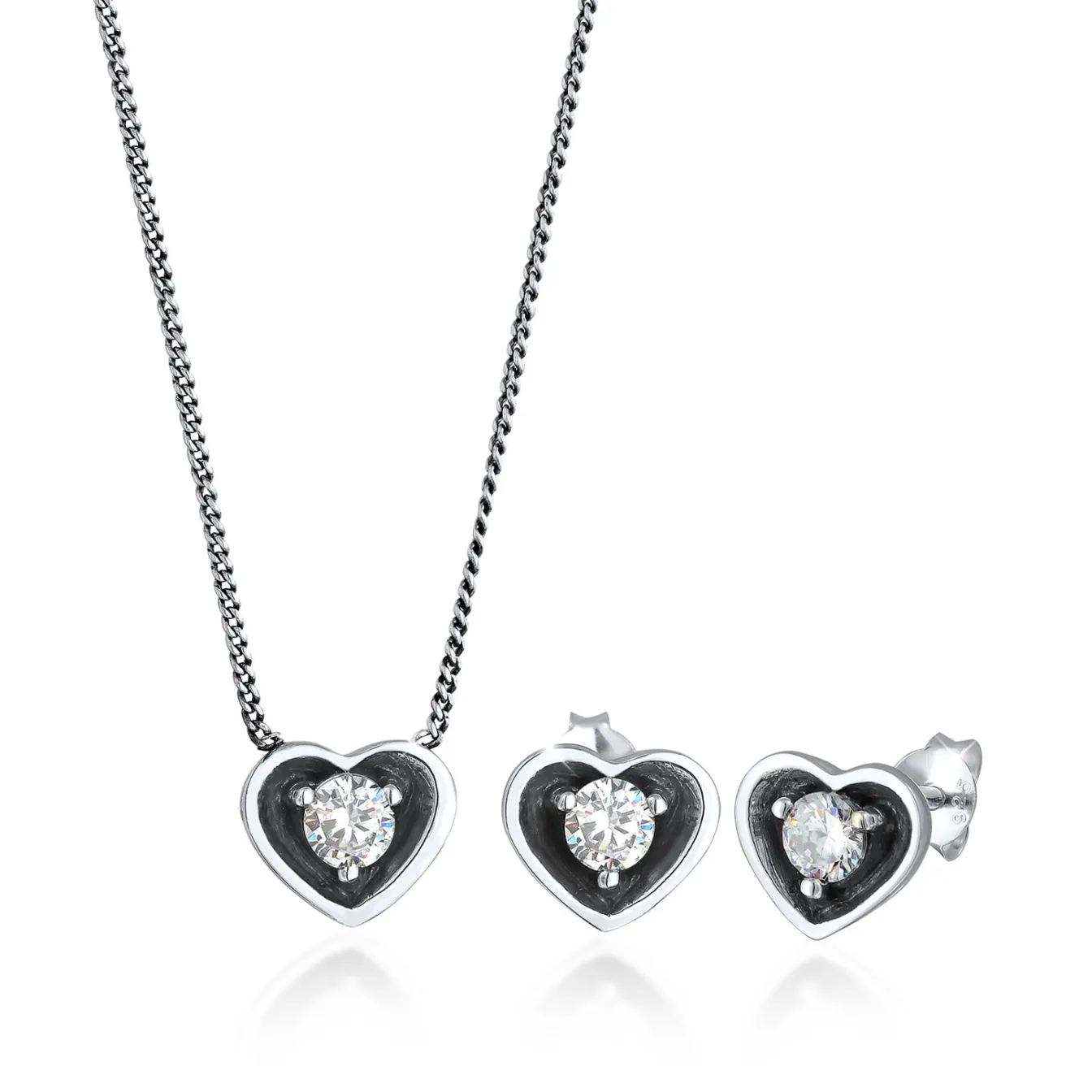 Elli "Schmuckset Herz | Zirkonia (Weiß)< Symbol-schmuck|Herz-schmuck
