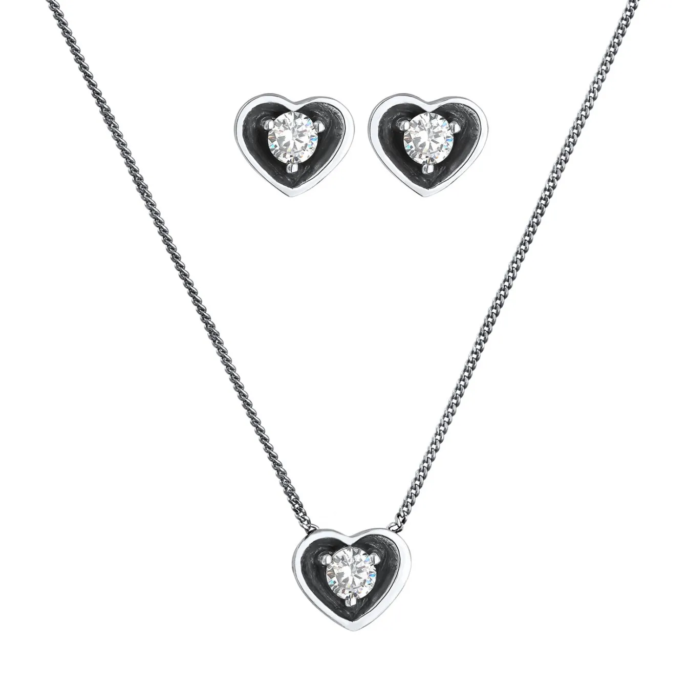 Elli "Schmuckset Herz | Zirkonia (Weiß)< Symbol-schmuck|Herz-schmuck