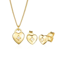 Elli "Schmuckset Herz Solitär | Diamant (Weiß, 0.015 ct.)< Symbol-schmuck|Herz-schmuck
