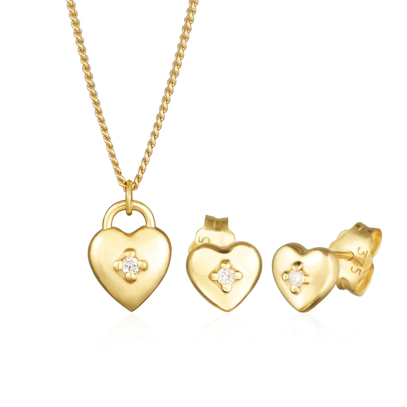 Elli "Schmuckset Herz Solitär | Diamant (Weiß, 0.015 ct.)< Symbol-schmuck|Herz-schmuck