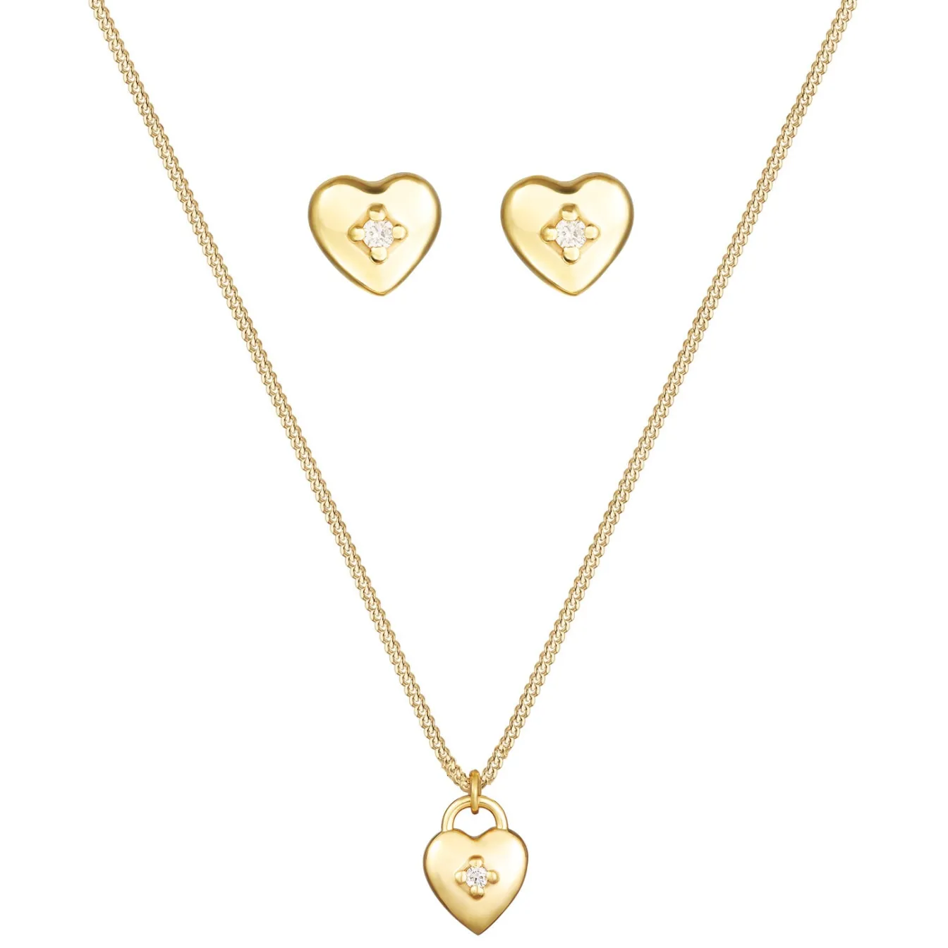 Elli "Schmuckset Herz Solitär | Diamant (Weiß, 0.015 ct.)< Symbol-schmuck|Herz-schmuck