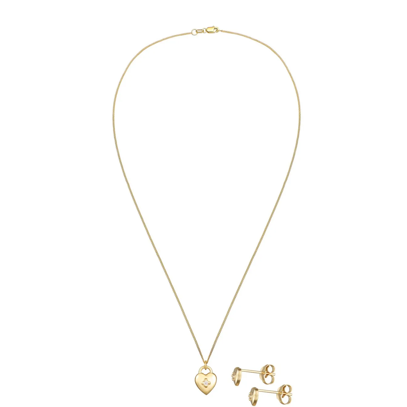 Elli "Schmuckset Herz Solitär | Diamant (Weiß, 0.015 ct.)< Symbol-schmuck|Herz-schmuck